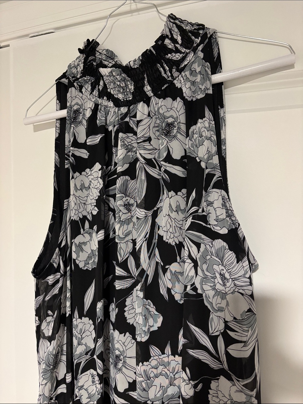 Venus Women’s Black Floral Tie Neck, Full Length Dress
